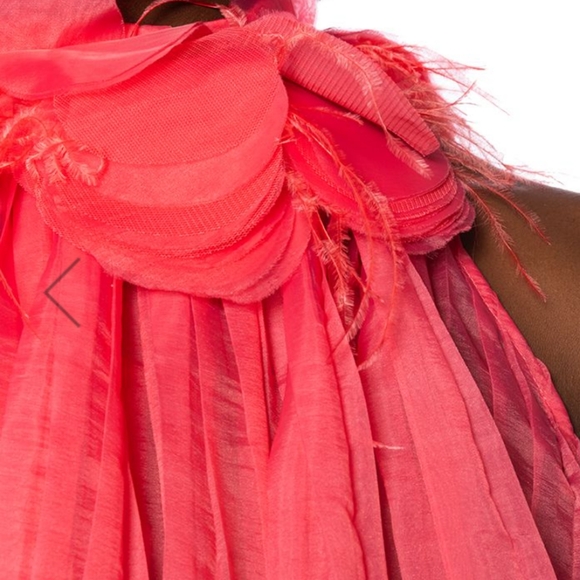 AKIRA Women's Haute Stuff Pleated Feather Trim Blouse, Sz. XL. - Picture 5 of 7